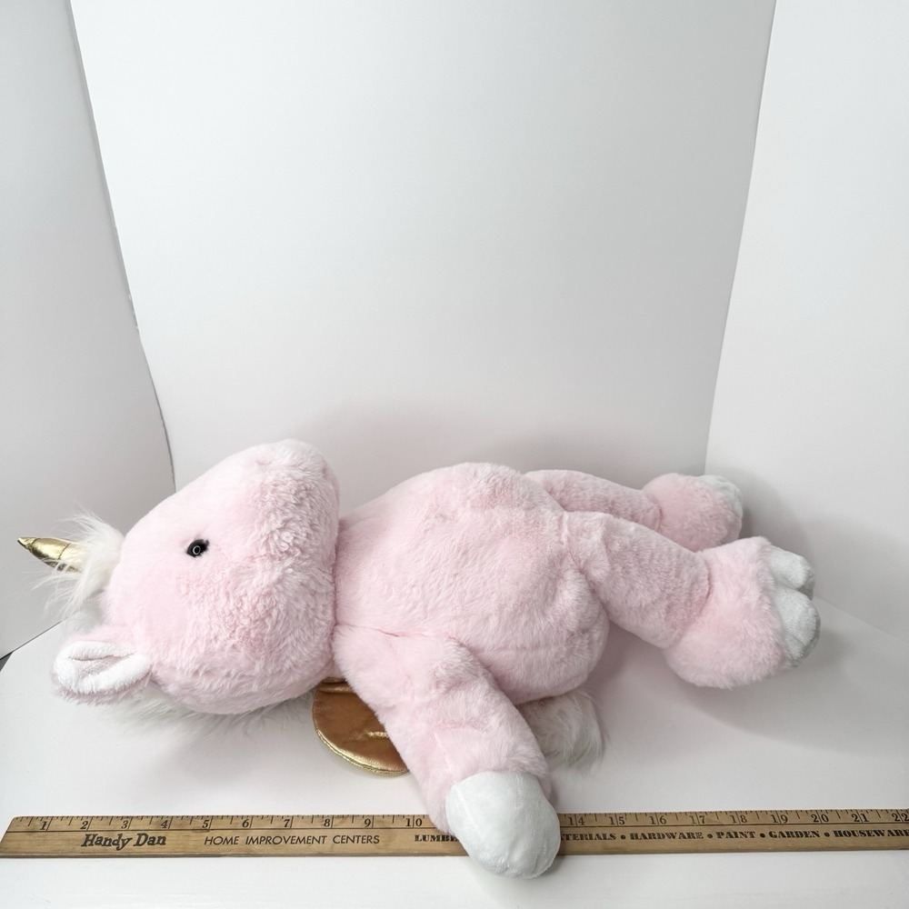 Walgreens Pink Pegasus Unicorn Plush Stuffed Animal 20" Large Gold Wings Horn - Picture 2 of 8